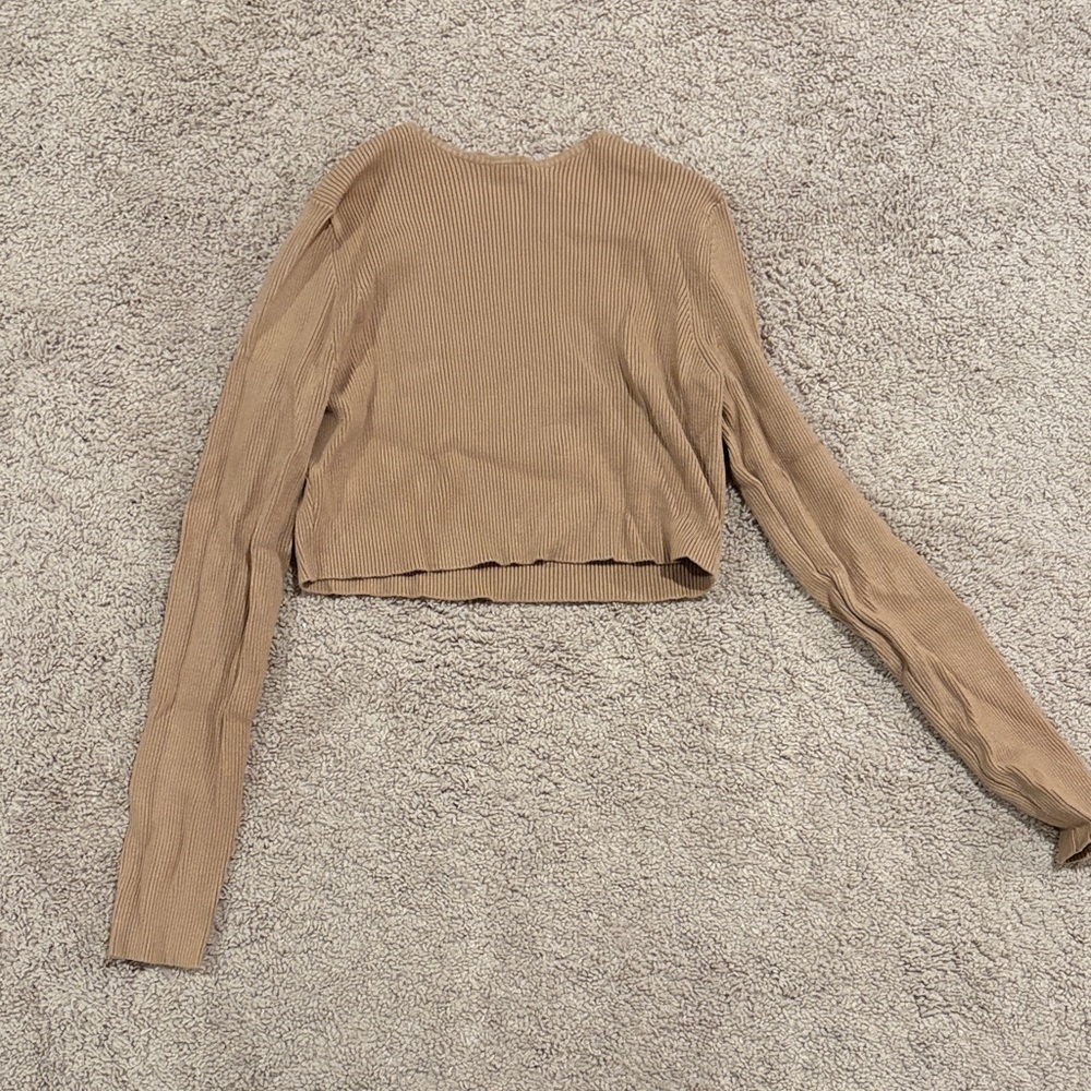 Kindred Bravely Tan Ribbed Crop Top